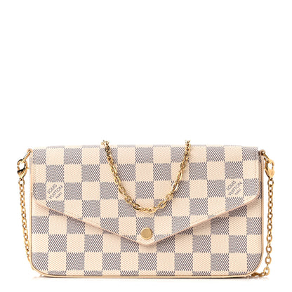 Louis Vuitton Damier Azur Pochette Felicie Chain Wallet Rose Ballerine 3 of 11