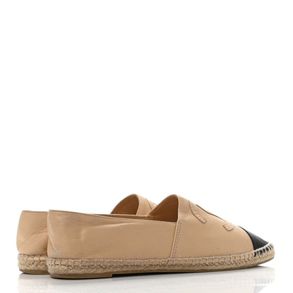 Chanel Lambskin CC Espadrilles 39 Beige Black 3 of 4