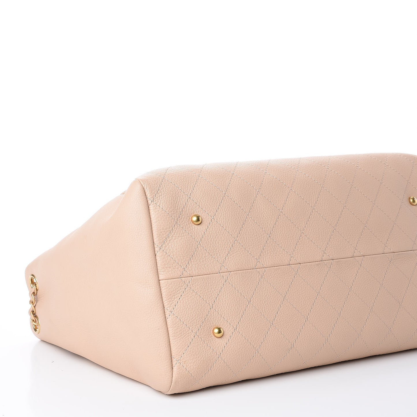 Grained Calfskin Stitched Large Supple Rock Shopping Tote Beige