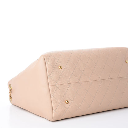Chanel Grained Calfskin Stitched Large Supple Rock Shopping Tote Beige 10 of 12