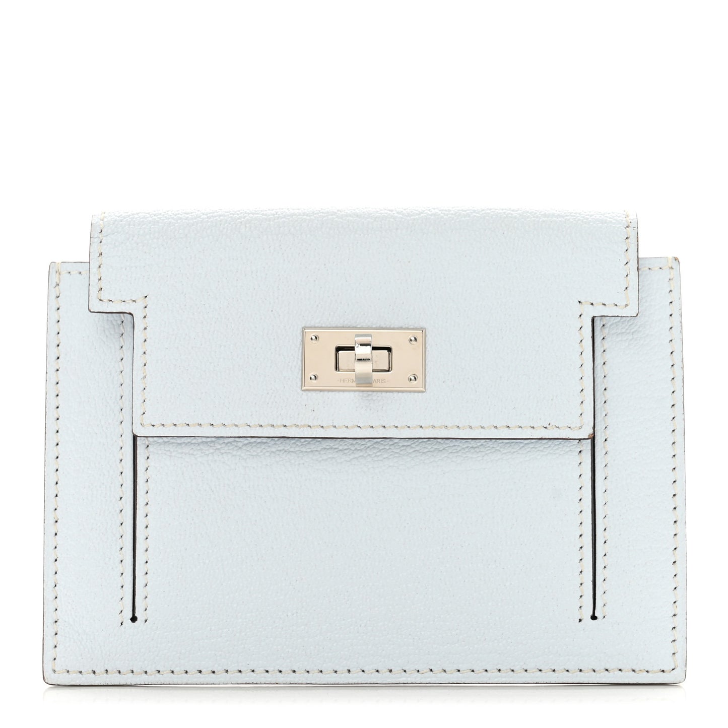 Chevre Mysore Kelly Pocket Compact Wallet Bleu Brume