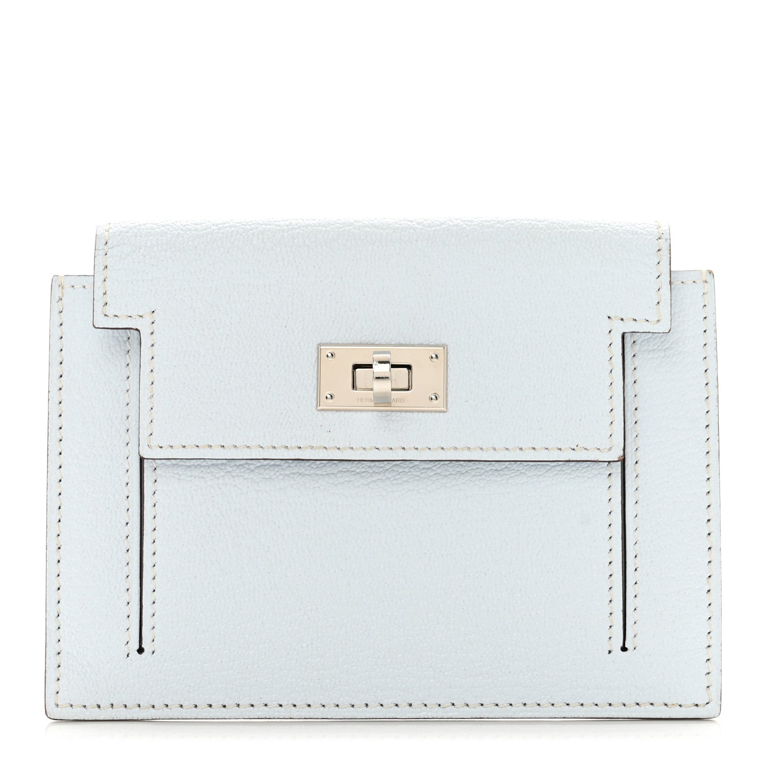 Hermes Chevre Mysore Kelly Pocket Compact Wallet Bleu Brume 1 of 7