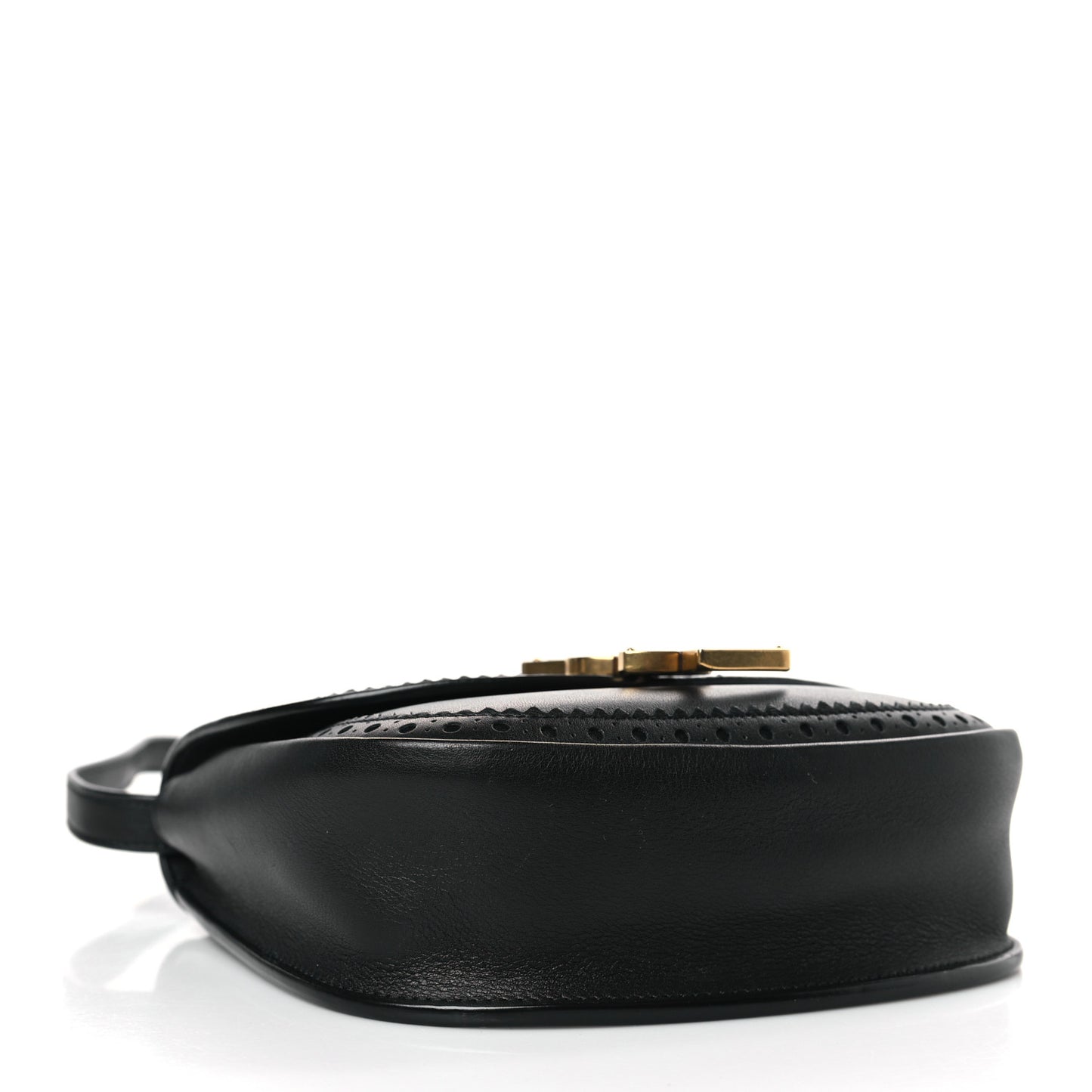Smooth Calfskin Perforated Classic Monogram Small Kaia Satchel Black