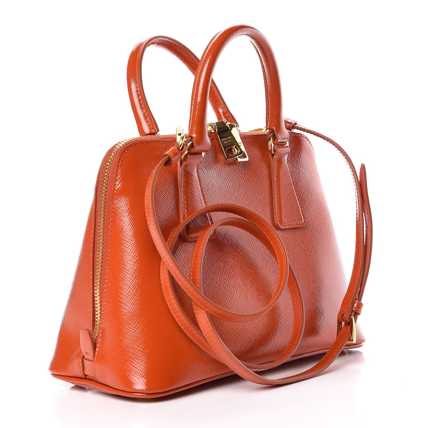 Prada Saffiano Vernice Small Promenade Tote Arancio 3 of 10