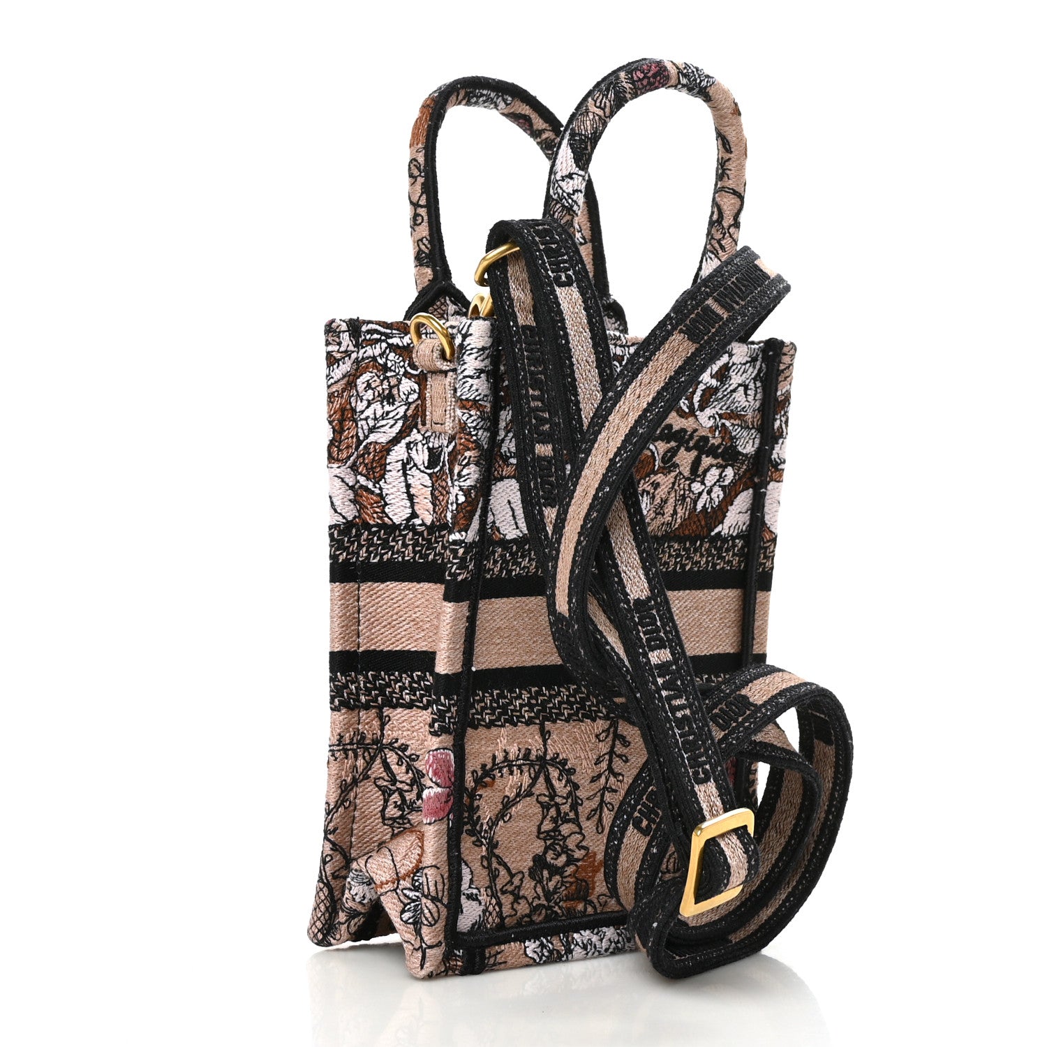 Christian Dior Canvas Jardin Magique Embroidered Mini Book Tote Phone Bag Powder Pink 3 of 9