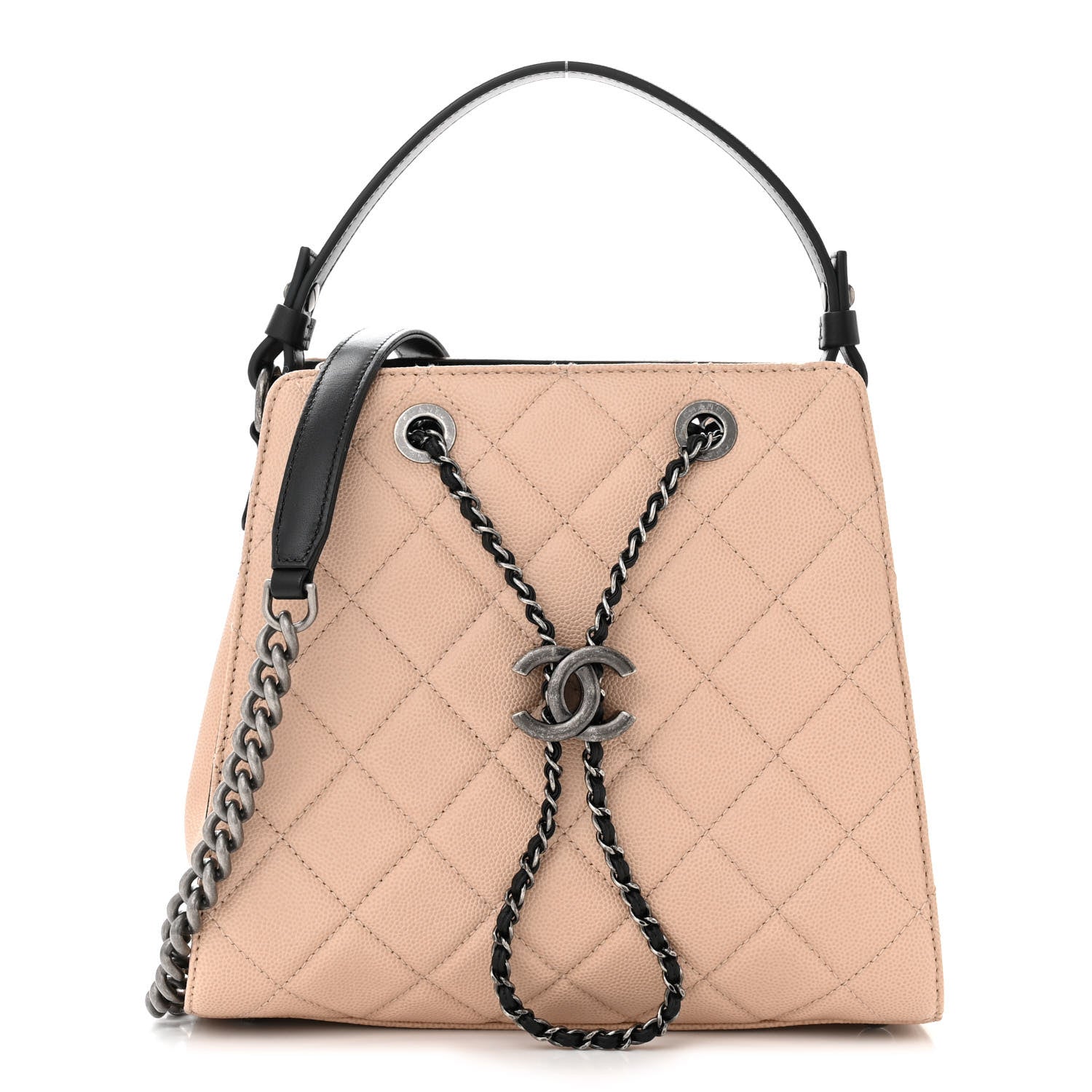 Chanel Caviar Quilted Small CC Bucket Bag Beige 1 of 11