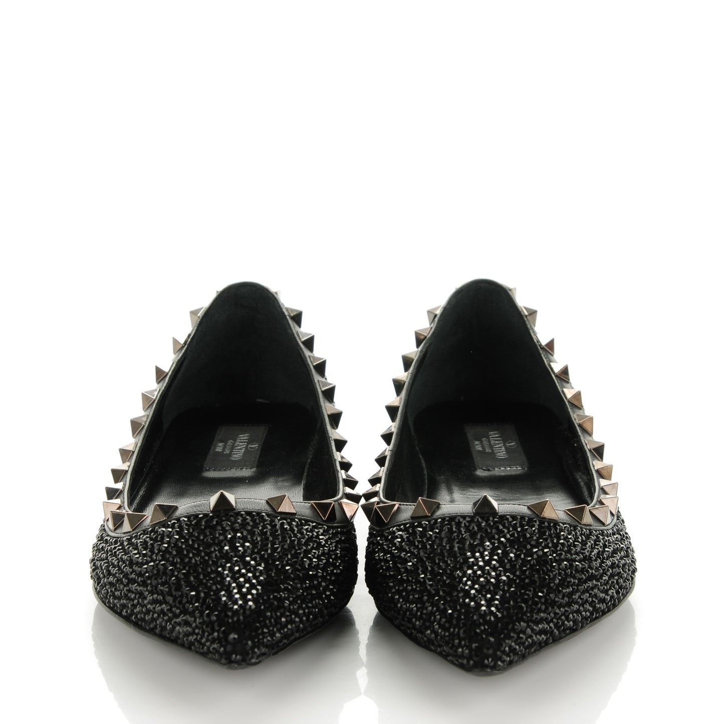 Nappa Crystal Rockstud Flats 39 Black
