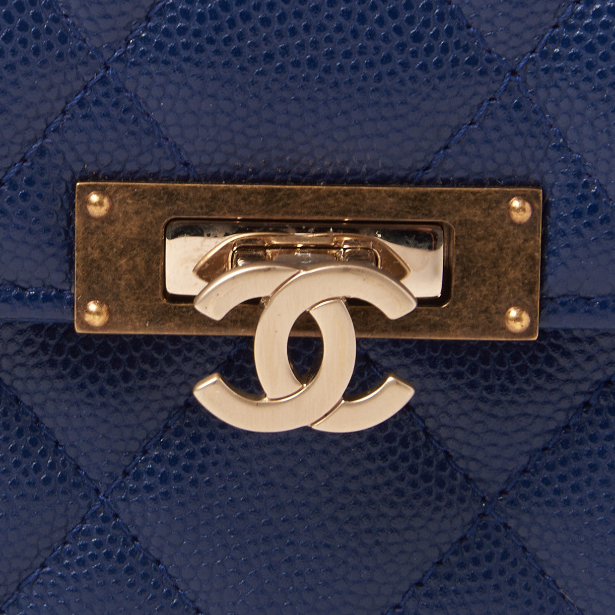 Chanel Caviar Quilted Large Golden Class Gusset Flap Wallet Navy 7 of 10