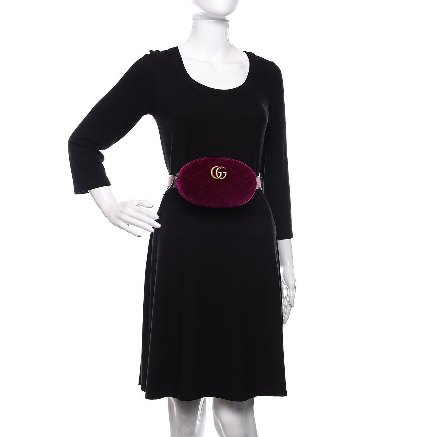 Velvet Matelasse GG Marmont Belt Bag 85 34 Fuchsia Violet Cyclamen