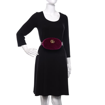 Gucci Velvet Matelasse GG Marmont Belt Bag 85 34 Fuchsia Violet Cyclamen 2 of 10