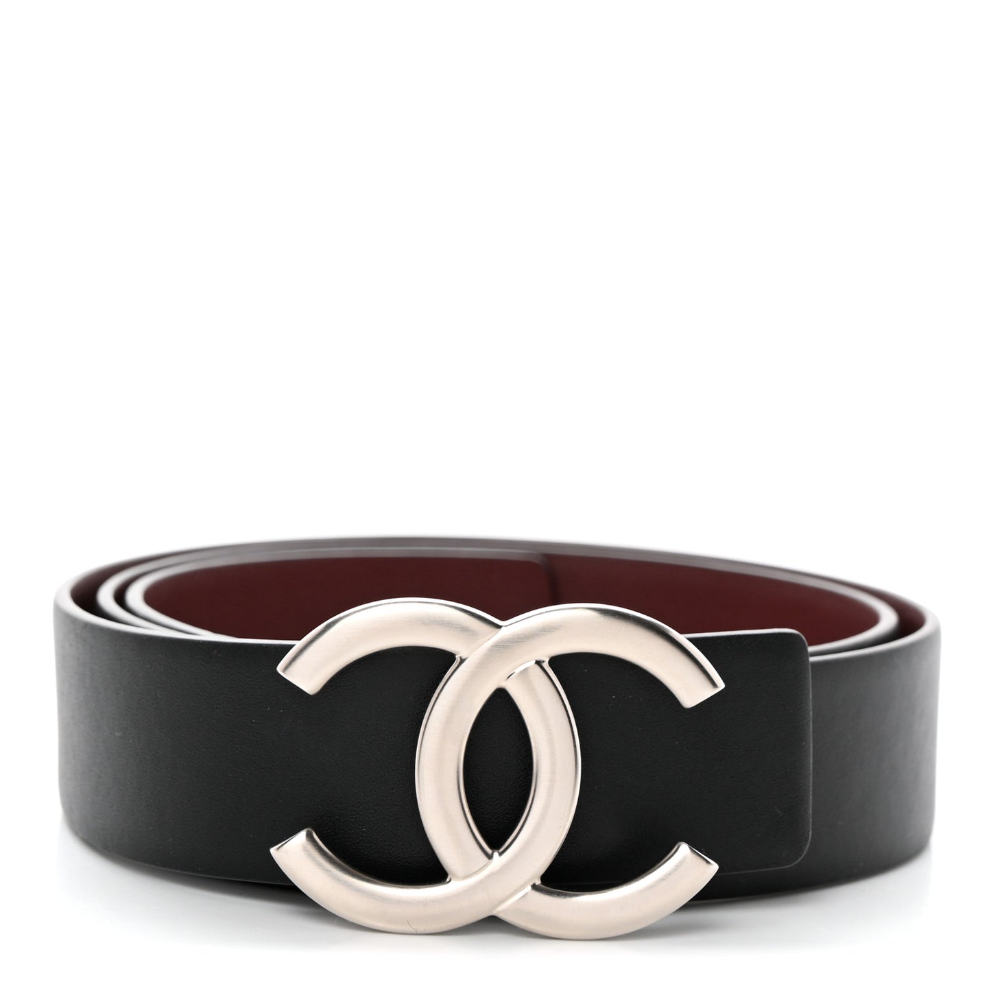 Calfskin CC Reversible Belt 75 30 Black Burgundy