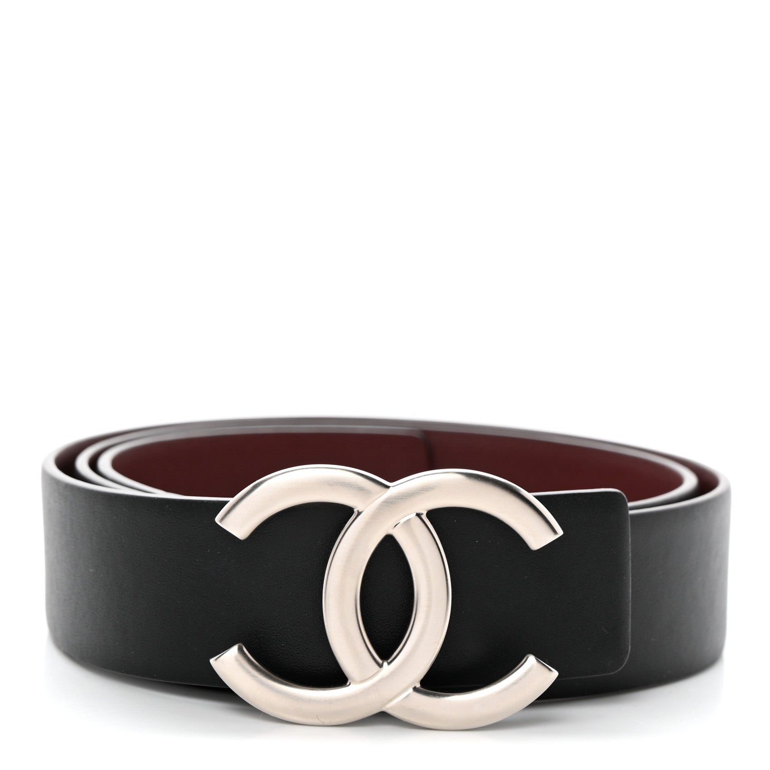 Chanel Calfskin CC Reversible Belt 75 30 Black Burgundy 1 of 5