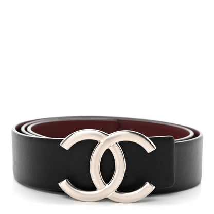 Chanel Calfskin CC Reversible Belt 75 30 Black Burgundy 1 of 5
