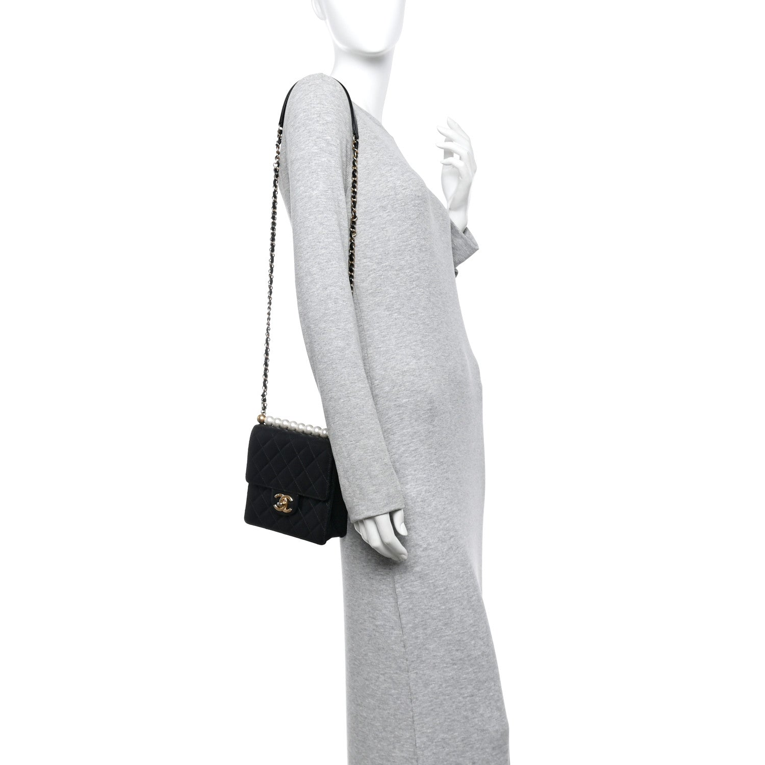 Chanel Goatskin Quilted Chic Pearls Flap Black 2 of 12