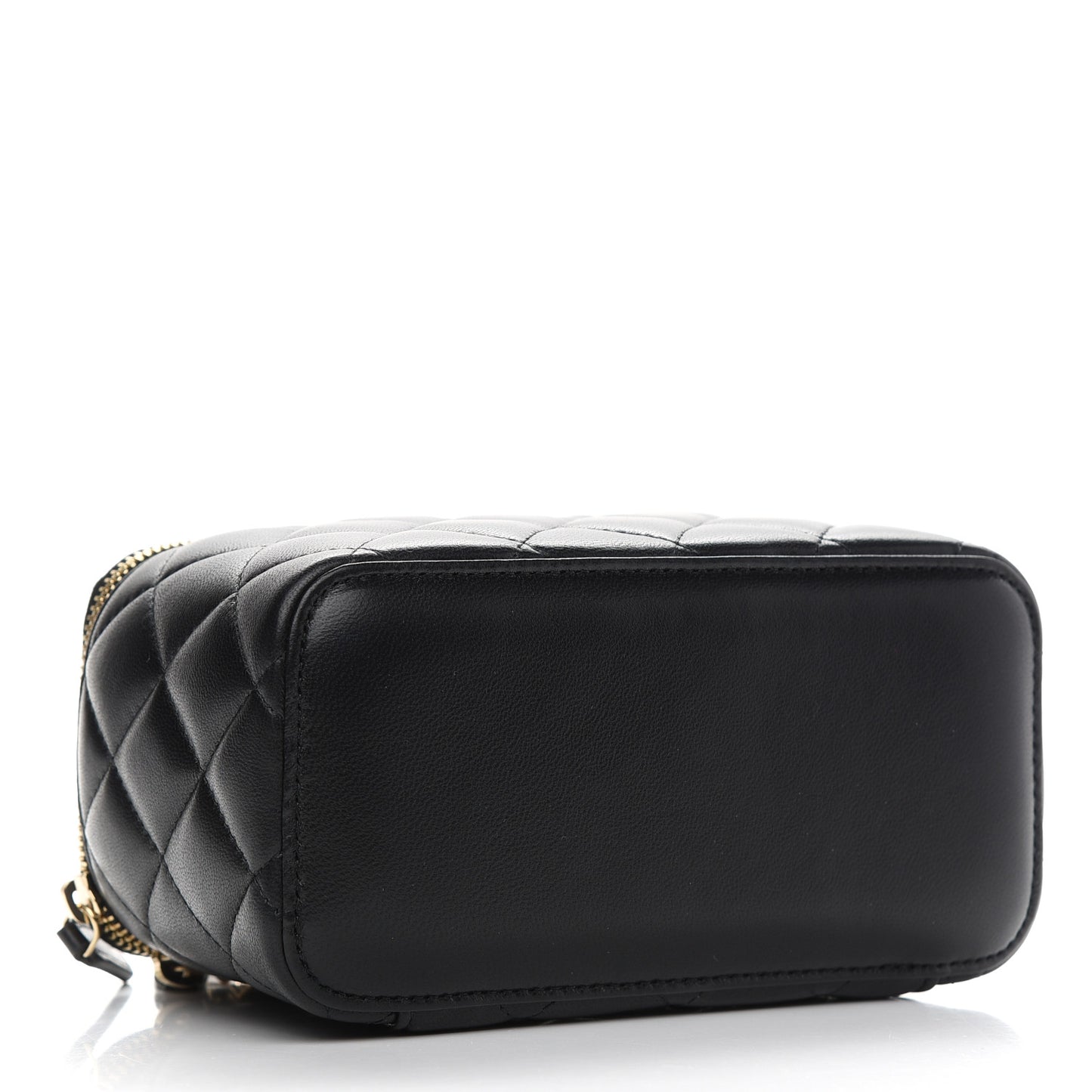 Lambskin Quilted Small Vanity Case With Chain Black