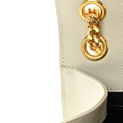 Saint Laurent Grain De Poudre Textured Mixed Matelasse Medium Triquilt Monogram Satchel Crema Soft 12 of 17