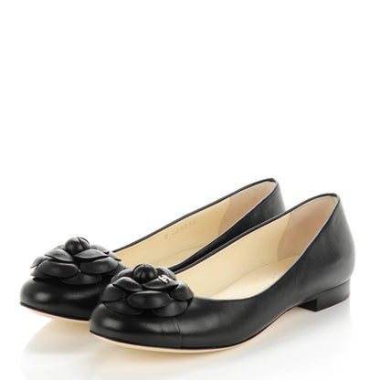Chanel Lambskin Camellia Ballerina Flats 39 Black 3 of 7