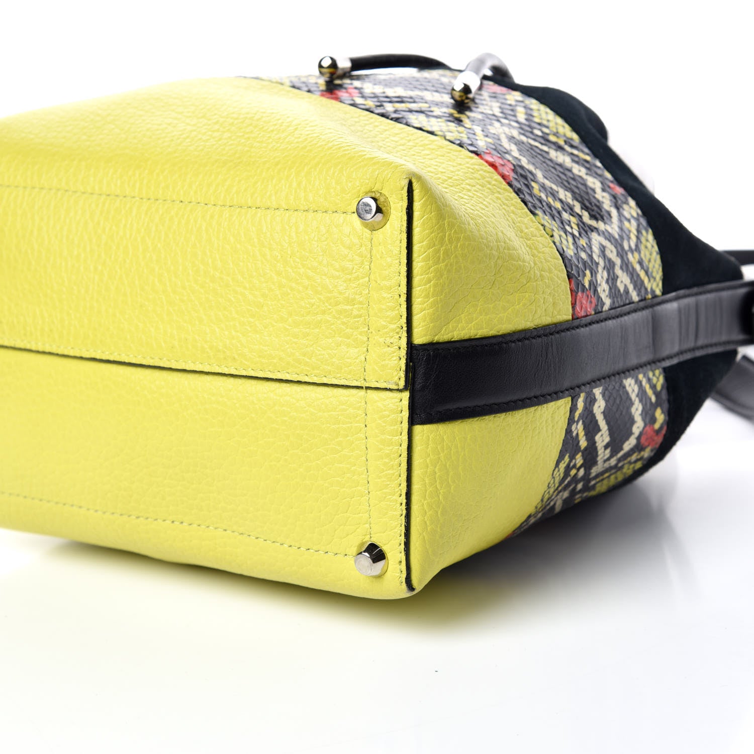 Proenza Schouler Smooth Leather Elaphe Snakeskin Patchwork Medium Bucket Bag Charteuse 7 of 15