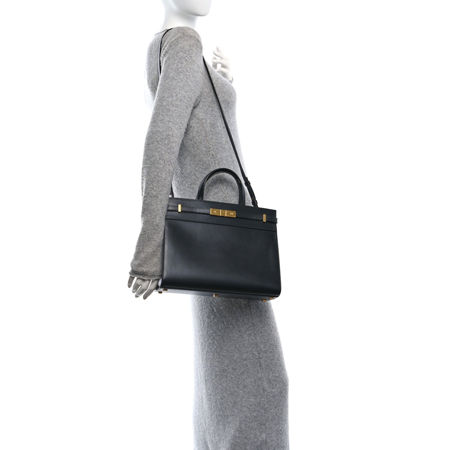 Saint Laurent Calfskin Small Manhattan Shopper Tote Black 2 of 11