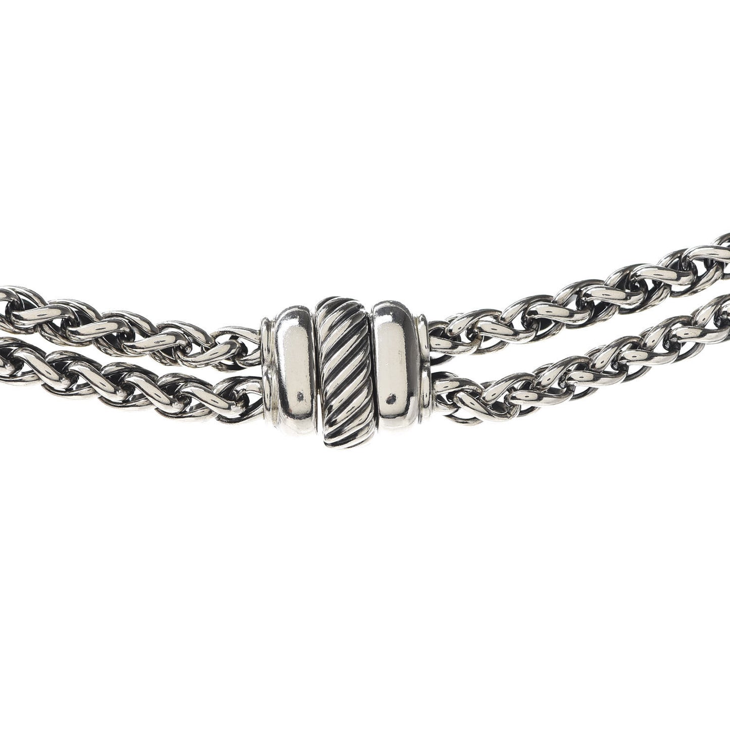 Sterling Silver 18K Yellow Gold 8mm Double Wheat Chain Necklace
