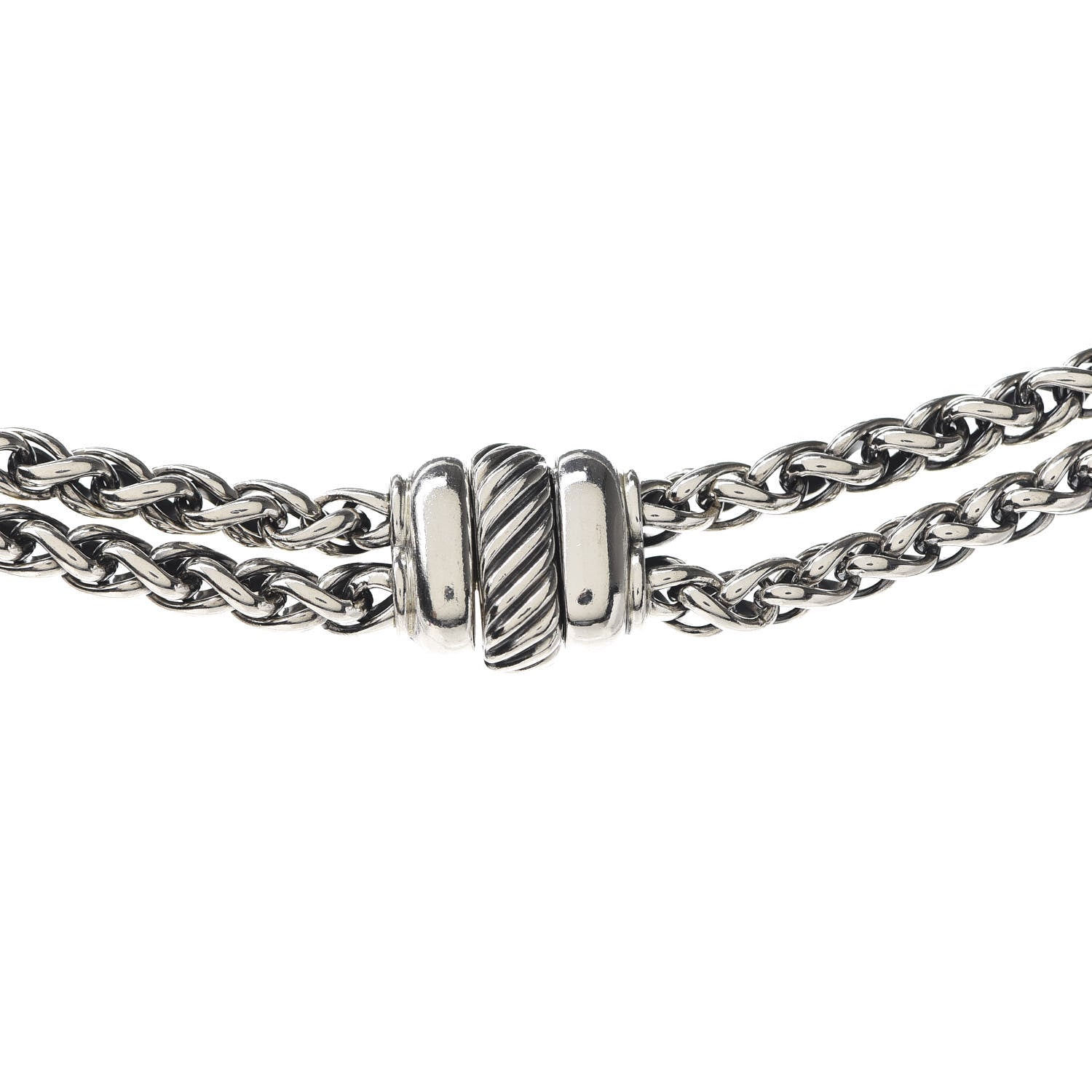 David Yurman Sterling Silver 18K Yellow Gold 8mm Double Wheat Chain Necklace 4 of 8