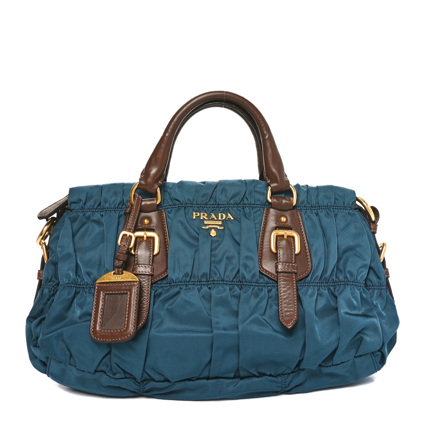 Tessuto Nylon Soft Calfskin Shopping Satchel Blue