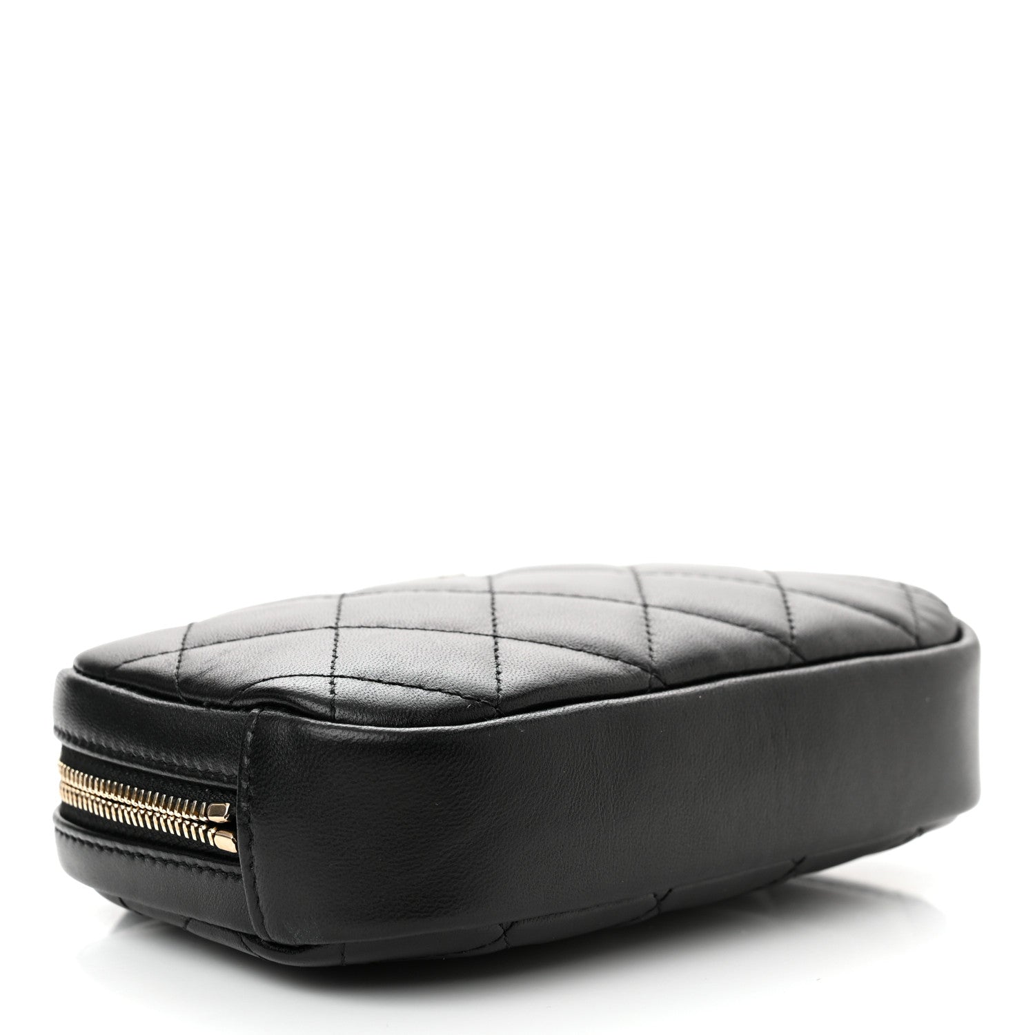 Chanel Lambskin Quilted Small Curvy Pouch Cosmetic Case Black 4 of 9