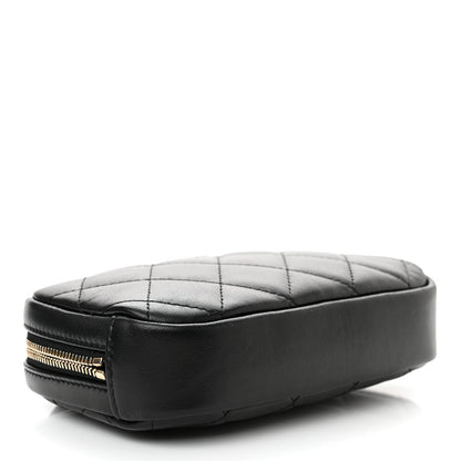 Chanel Lambskin Quilted Small Curvy Pouch Cosmetic Case Black 4 of 9