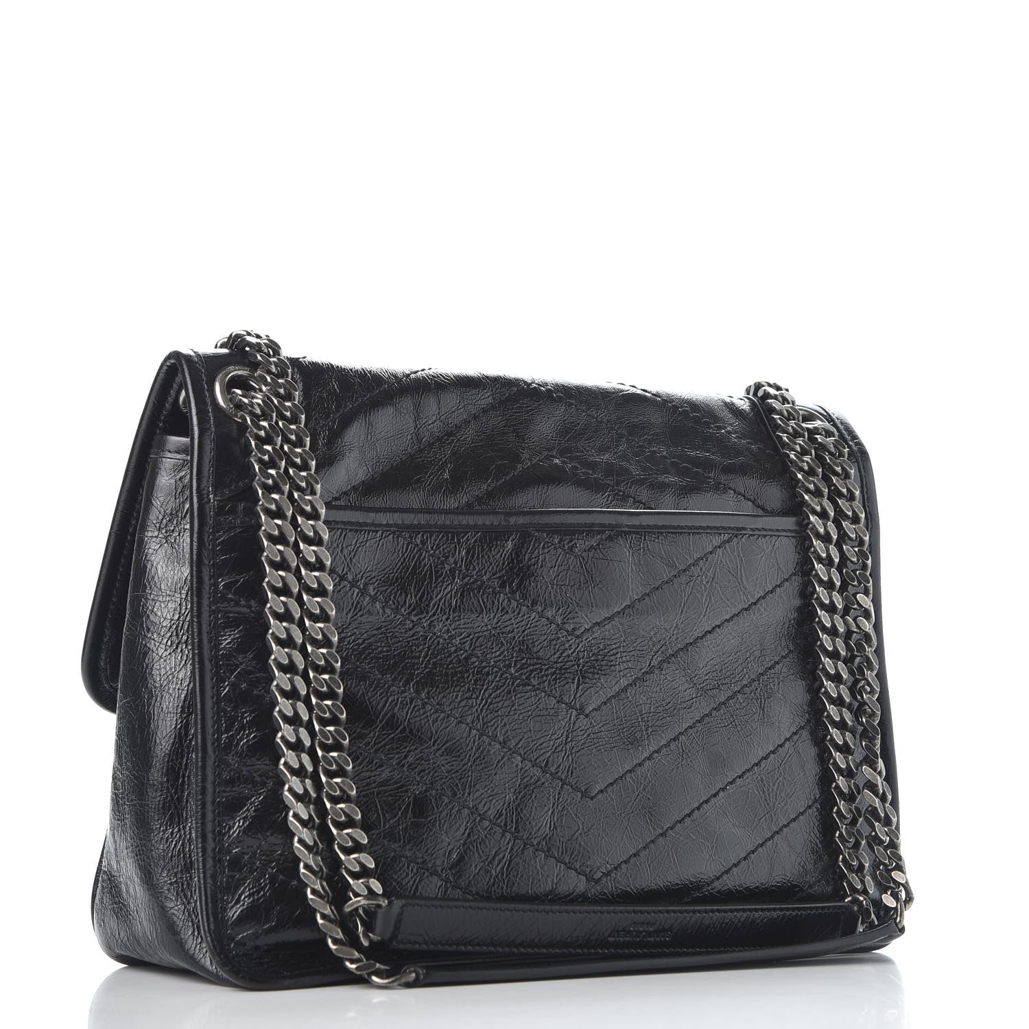 Saint Laurent Crinkled Calfskin Matelasse Monogram Medium Niki Chain Satchel Black 2 of 11