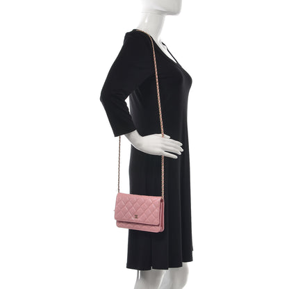 Chanel Iridescent Caviar Quilted Wallet on Chain WOC Rose Pink 2 of 9
