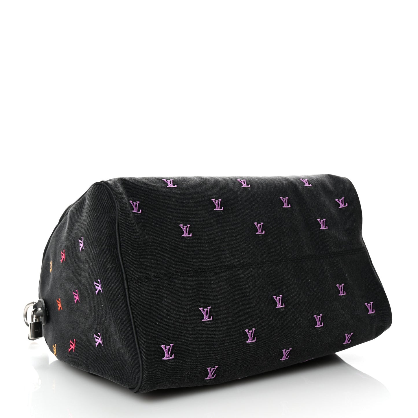 LV Blason Denim Calfskin Speedy Bandouliere 40 Black Gradient Orange