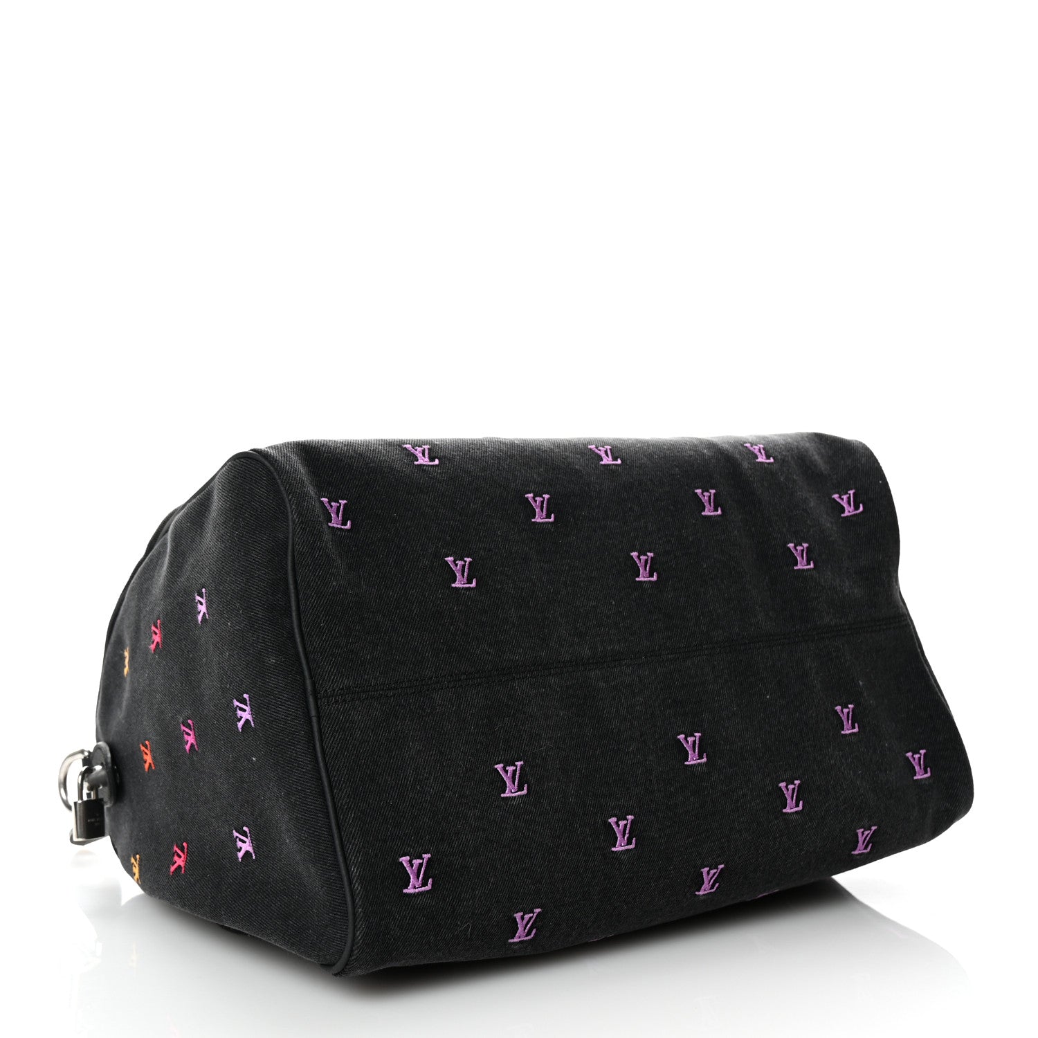 Louis Vuitton LV Blason Denim Calfskin Speedy Bandouliere 40 Black Gradient Orange 3 of 8