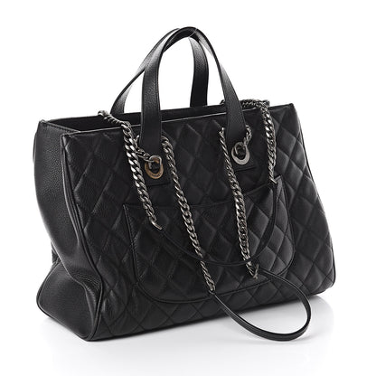 Chanel Grained Calfskin Quilted Large Casual Pocket Tote Black 2 of 9