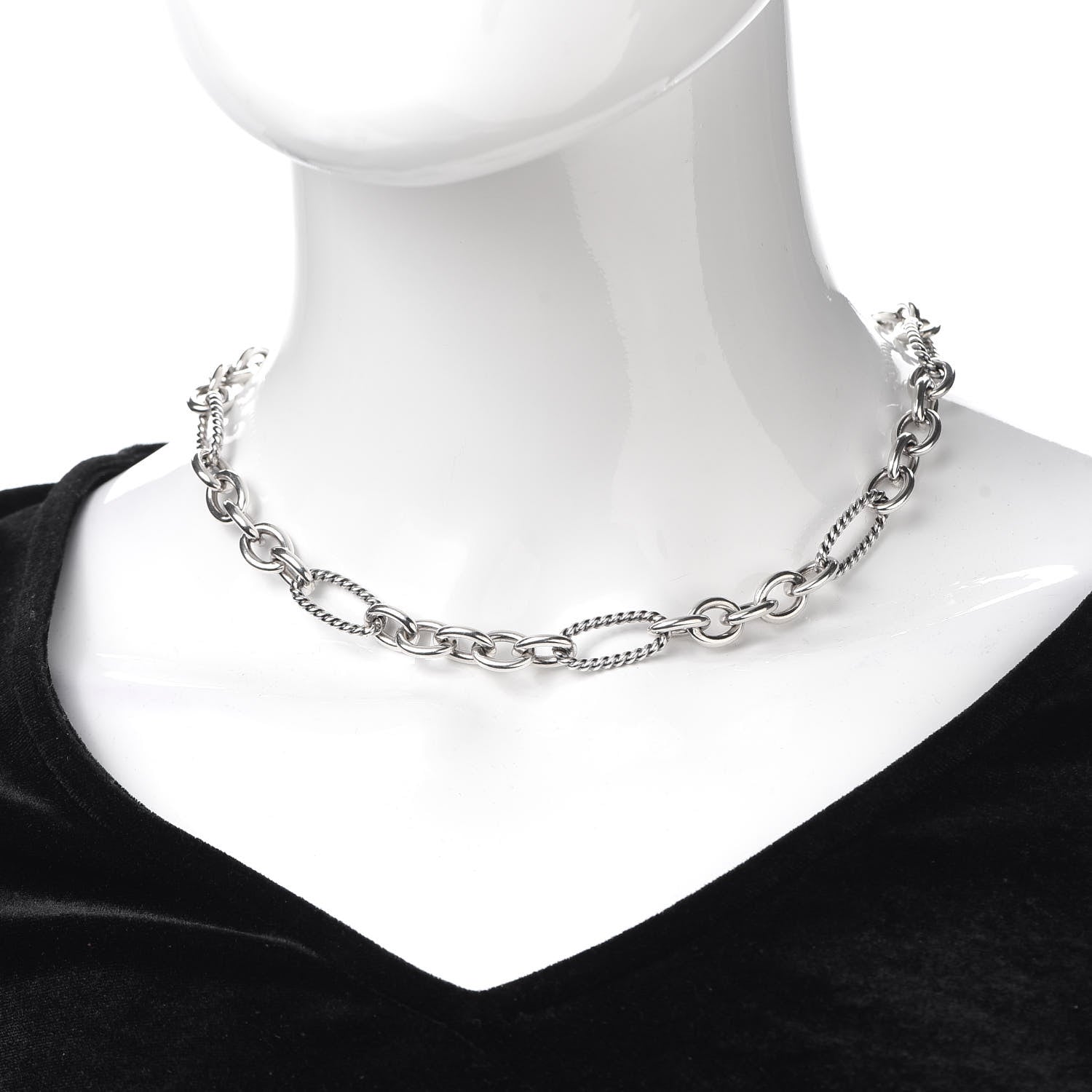 David Yurman Sterling Silver Figaro Chain Necklace 2 of 5