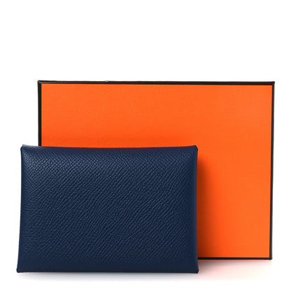 Hermes Epsom Calvi Duo Card Case Bleu Indigo 8 of 8