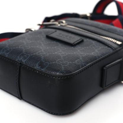 Gucci GG Supreme Monogram Appia Calfskin Web Small Camera Messenger Bag Black Grey Black Grey 9 of 9