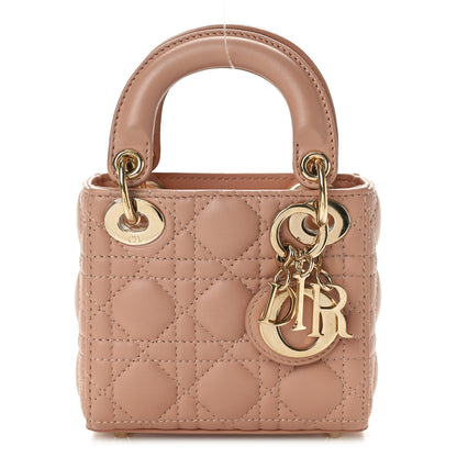 Christian Dior Lambskin Cannage Micro Lady Dior Rose Des Vents 1 of 10
