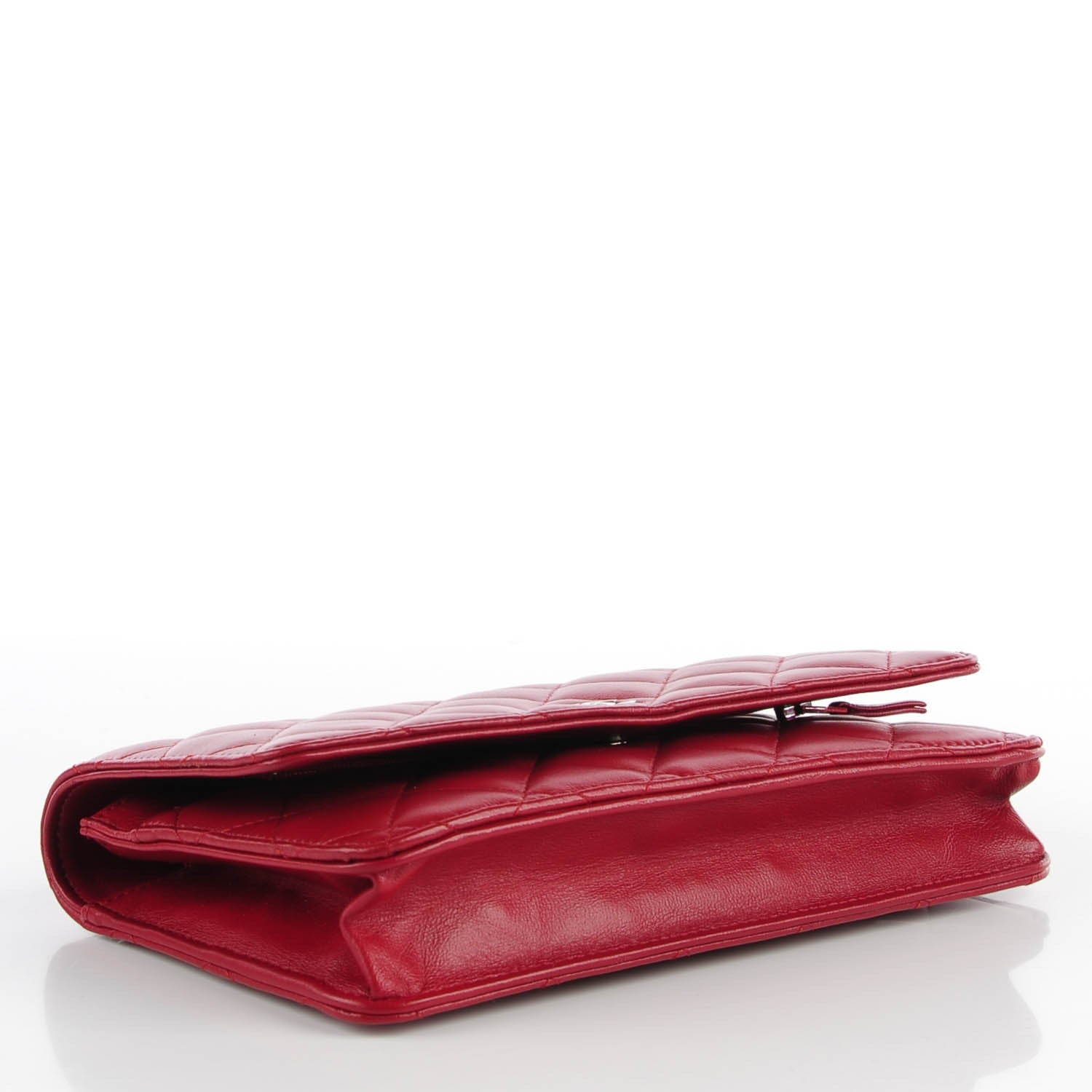 Chanel Lambskin Quilted Wallet On Chain WOC Red 4 of 9