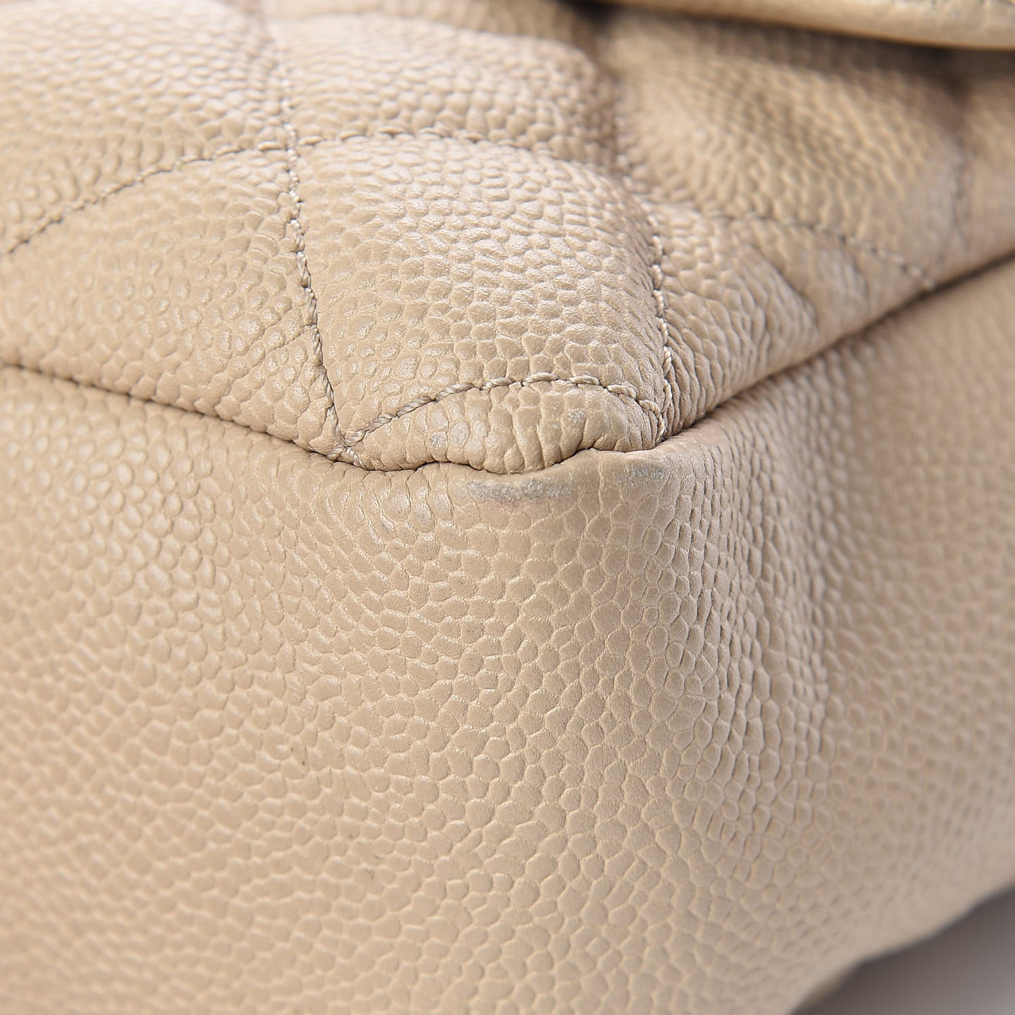 Caviar Quilted Jumbo Easy Flap Beige