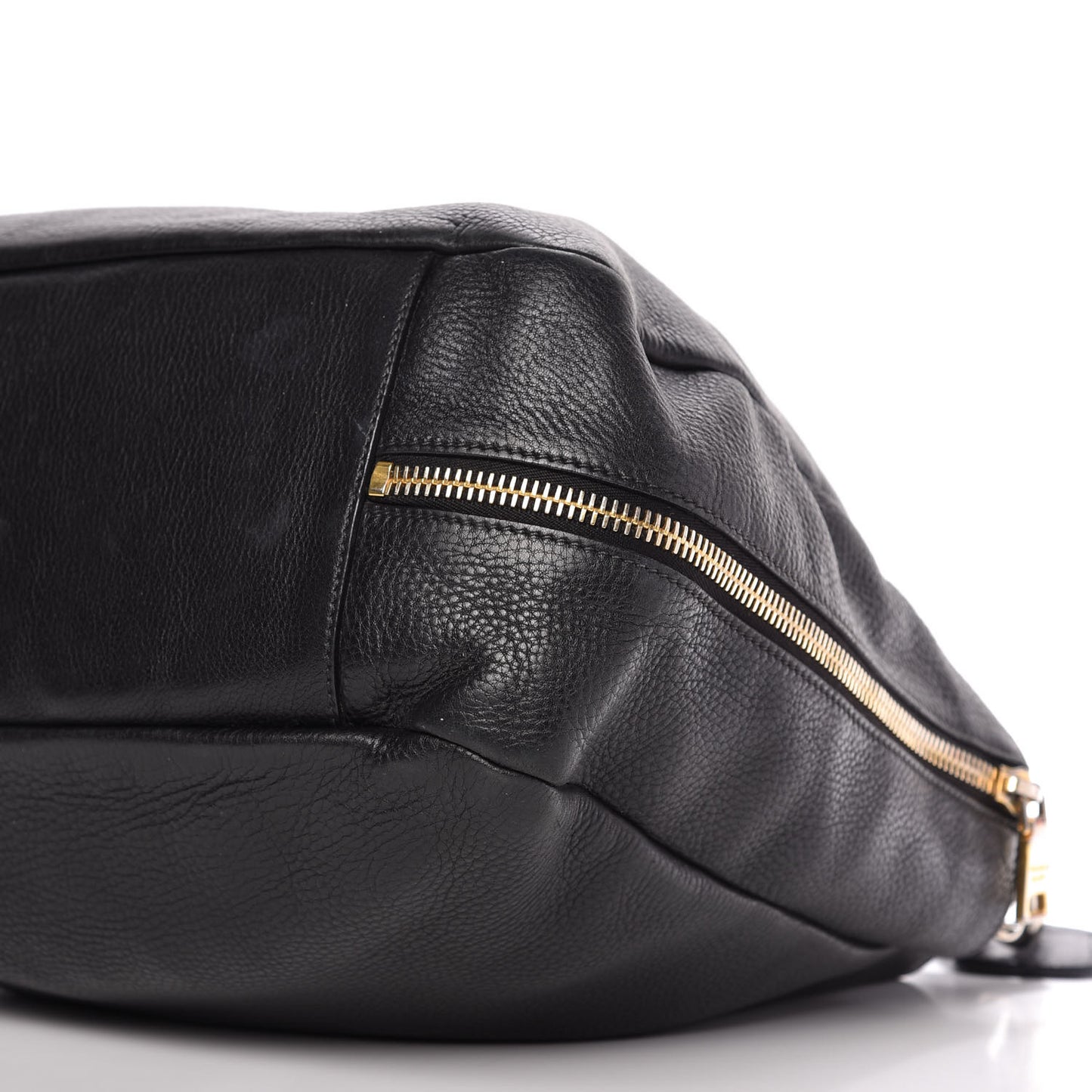 Vitello Daino Side Zip Pocket Hobo Black
