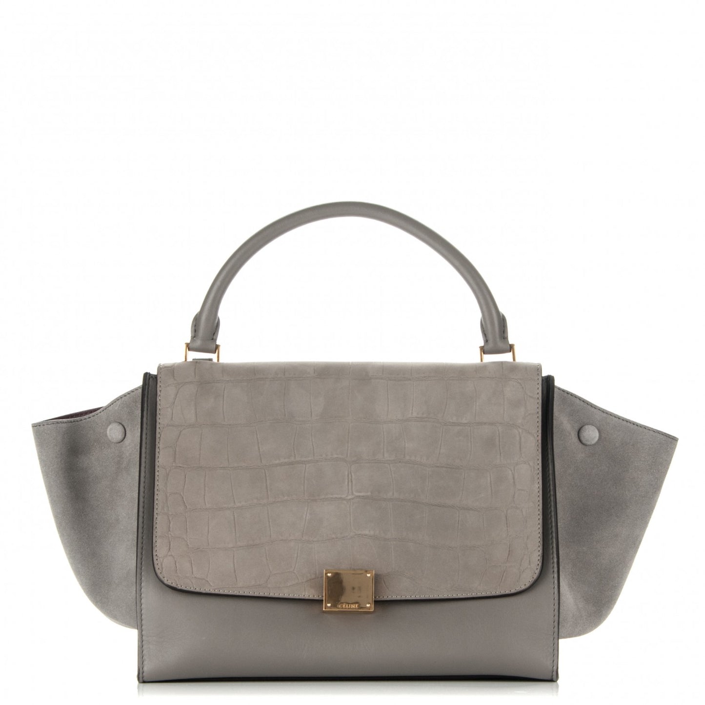 Crocodile Embossed Nubuck Medium Trapeze Grey