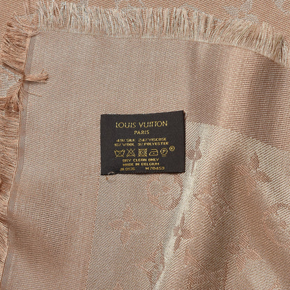 Louis Vuitton Silk Lurex Wool Monogram Shine Shawl Brown 4 of 4