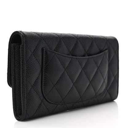 Chanel Caviar Quilted Large Gusset Flap Wallet Black 3 of 8