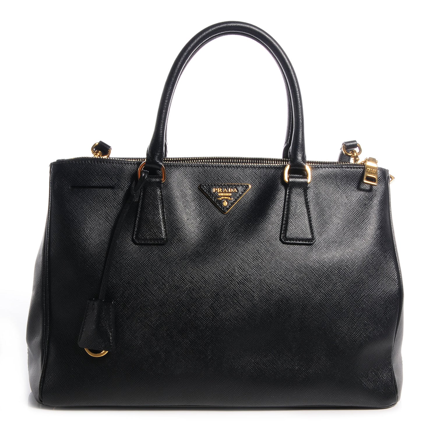 Saffiano Lux Double Zip Medium Tote Nero Black