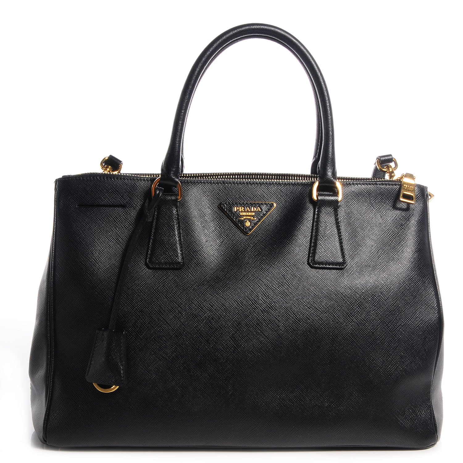 Prada Saffiano Lux Double Zip Medium Tote Nero Black 1 of 10