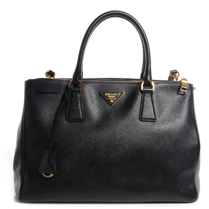 Prada Saffiano Lux Double Zip Medium Tote Nero Black 1 of 10