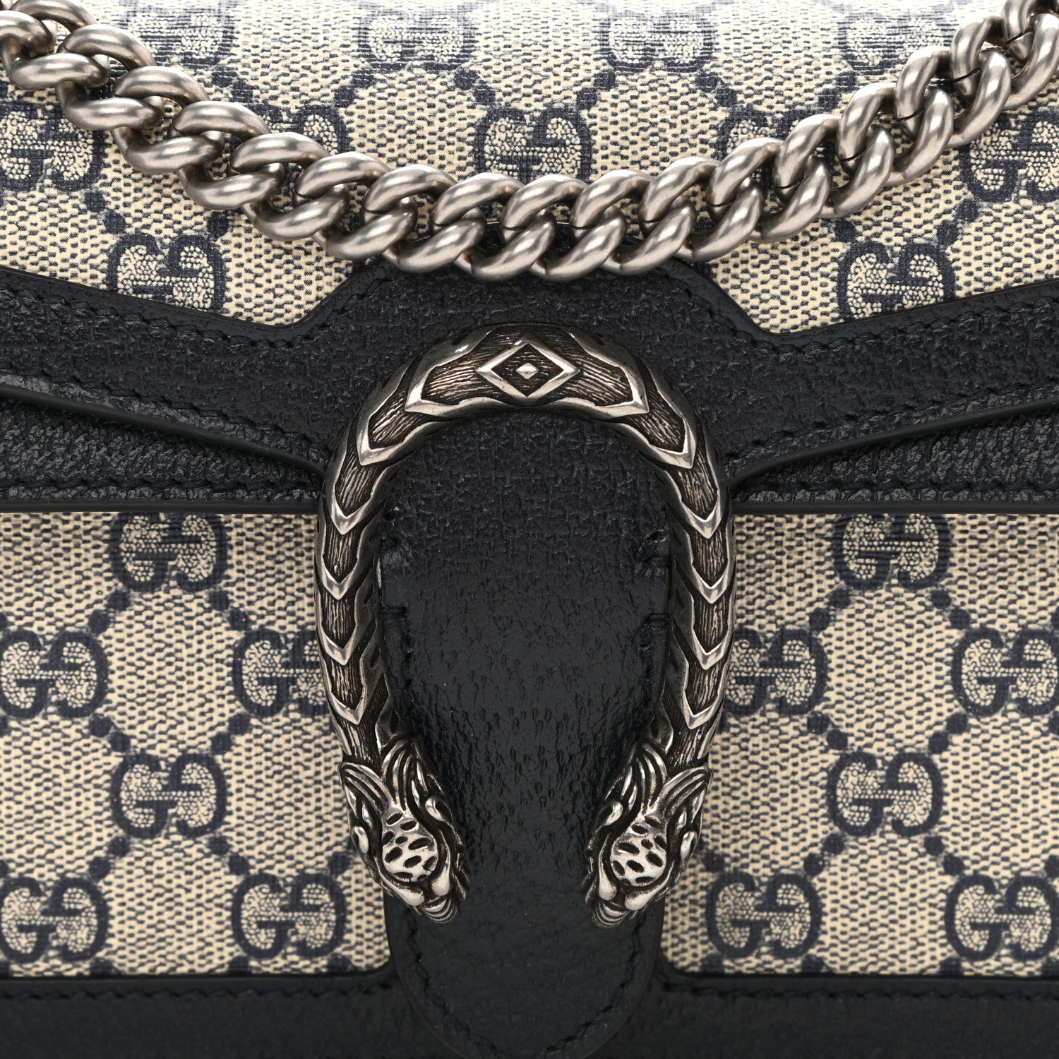 Gucci GG Supreme Monogram Textured Dollar Calfskin Small Rectangular Dionysus Shoulder Bag Beige Blue 8 of 8