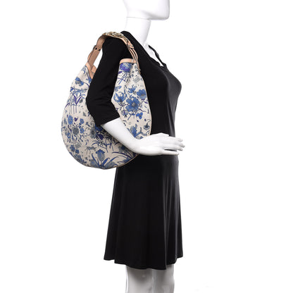 Gucci Canvas Flora Floral Large Wave Hobo Blue 2 of 12