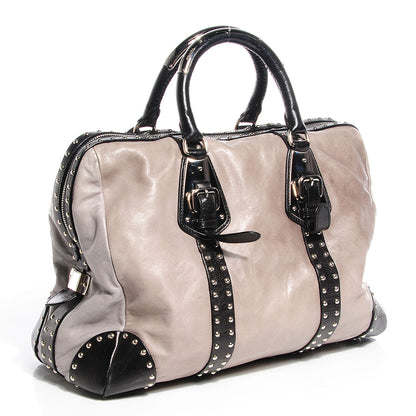 Prada Glace Calf Studded Large Trunk Bag Fumo Black 3 of 11