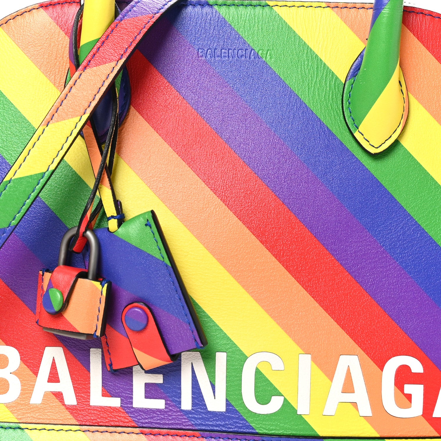 Balenciaga Smooth Calfskin Logo Rainbow S Ville Top Handle Bag Multicolor 8 of 11